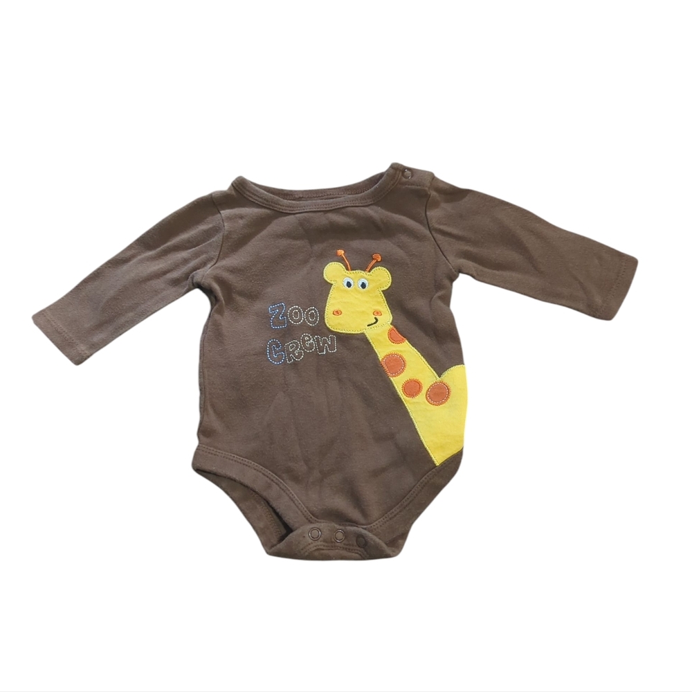 Garanimals Zoo Crew Brown Baby Onesie Size 0-3 Months.